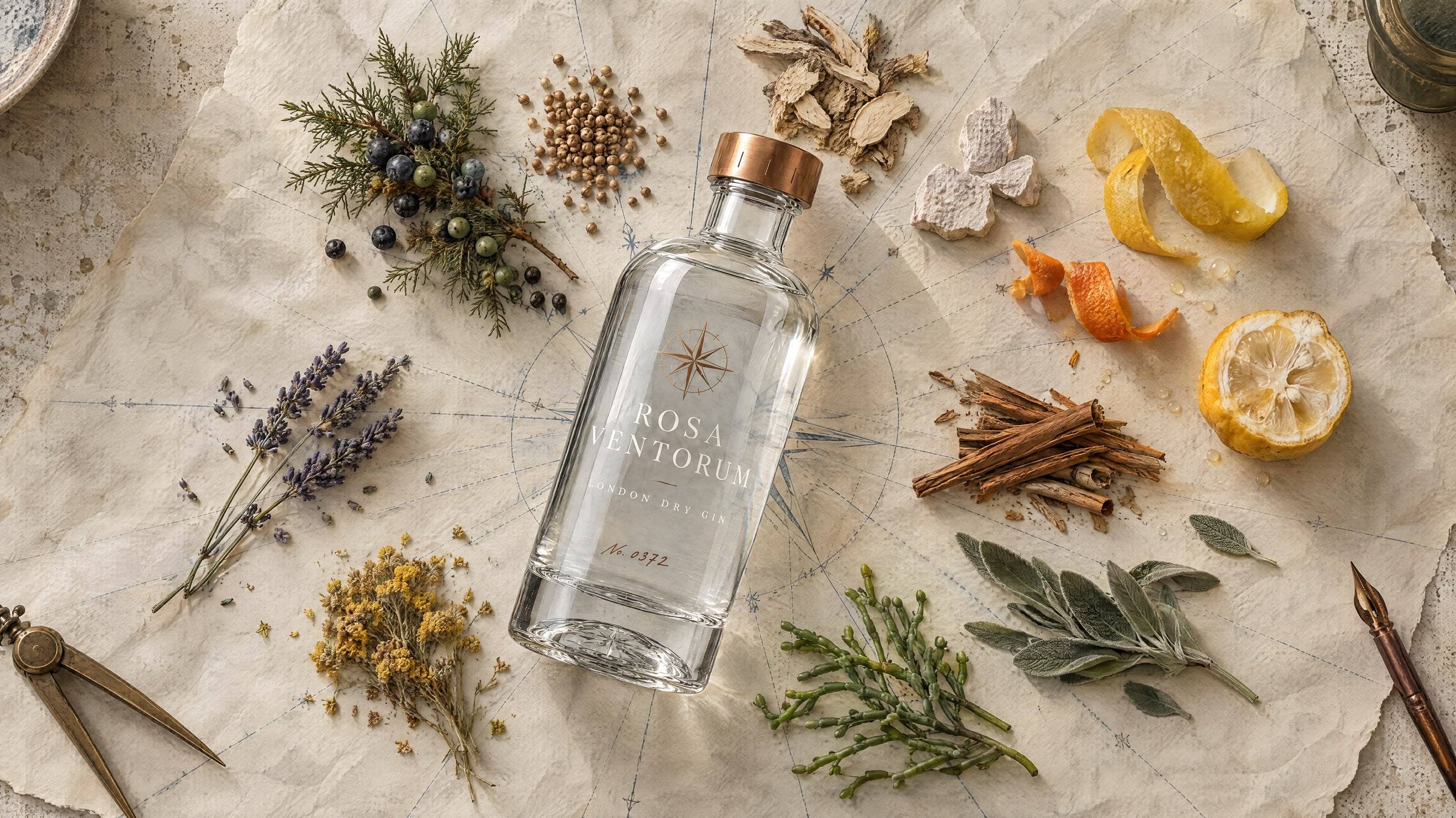 Boca na staroj pomorskoj karti, okružena s dvanaest biljaka: borovica, korijandar, anđelika, perunika, limun, mandarina, cimet, kadulja, motar, smilje, lavanda